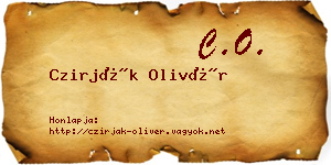 Czirják Olivér névjegykártya